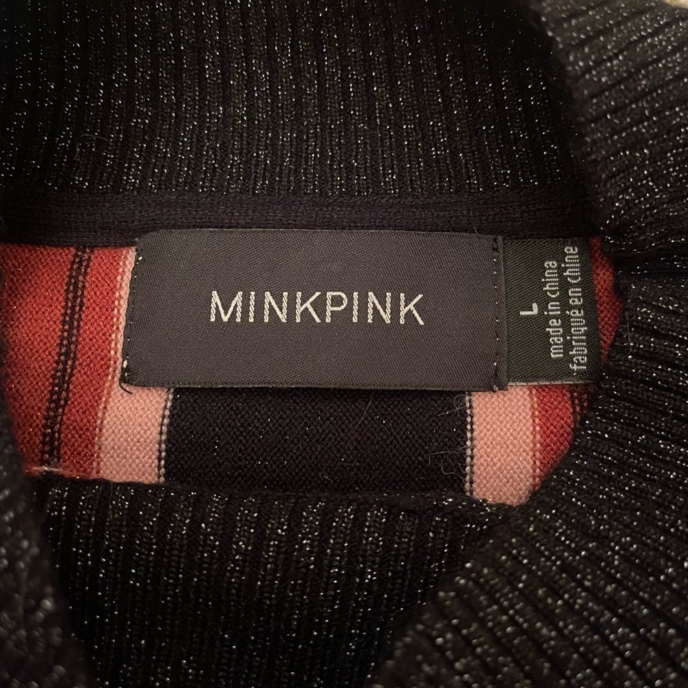 Minkpink orange pink black sparkly sweater women’s size large - Picture 5 of 8